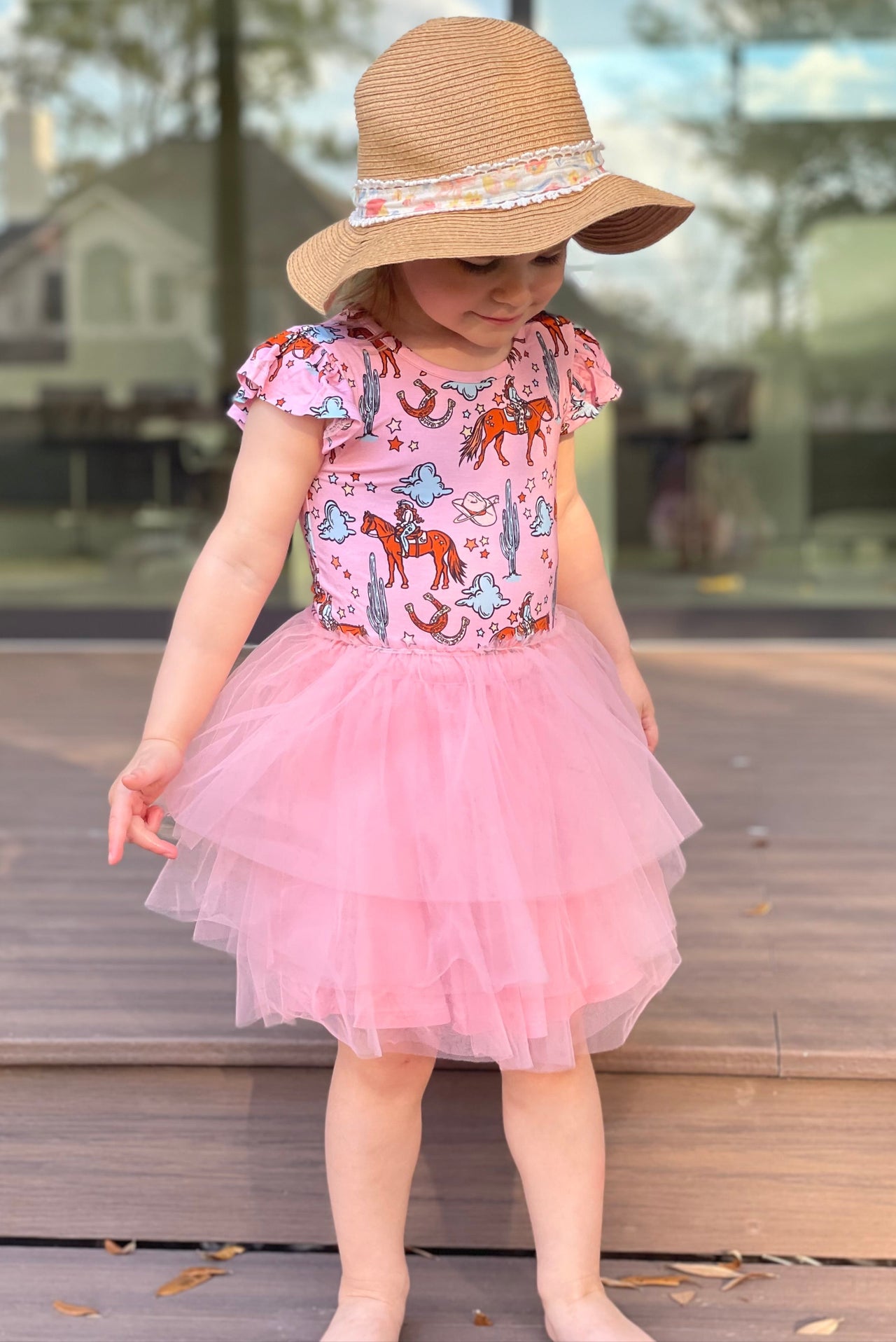 Flutter Sleeve Tulle Dress